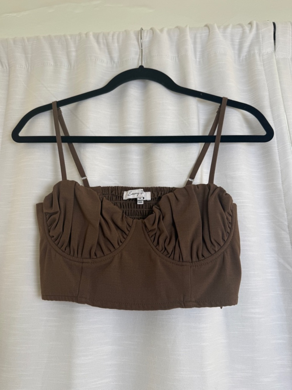 Emory Park Brown Matching Set Wide Leg Pants Ruched Crop Top Chic | Size S + M - Picture 6 of 17